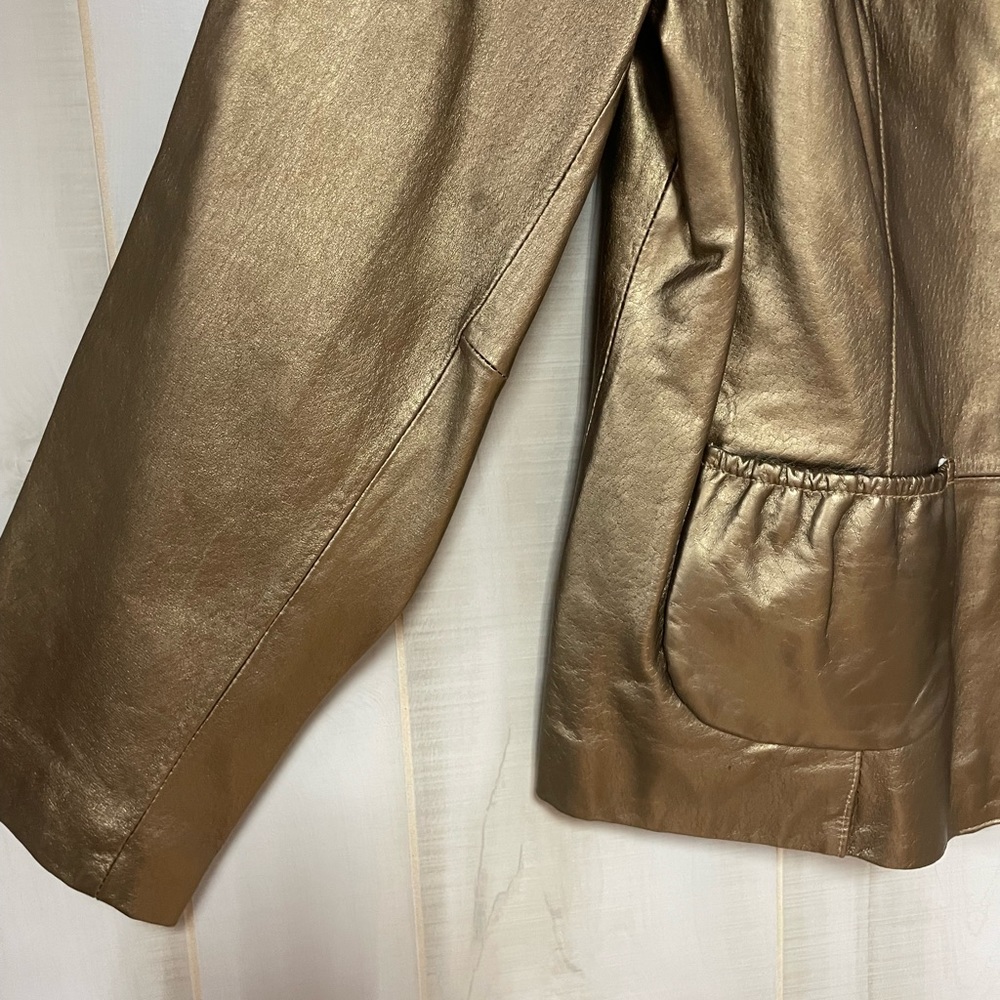 NWT Dialogue Bronze 100% Leather Blazer Jacket Sz L - Picture 6 of 7